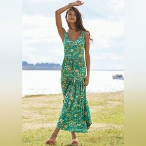 Peruvian Connection Jade Garden maxi sleeveless dress cotton M